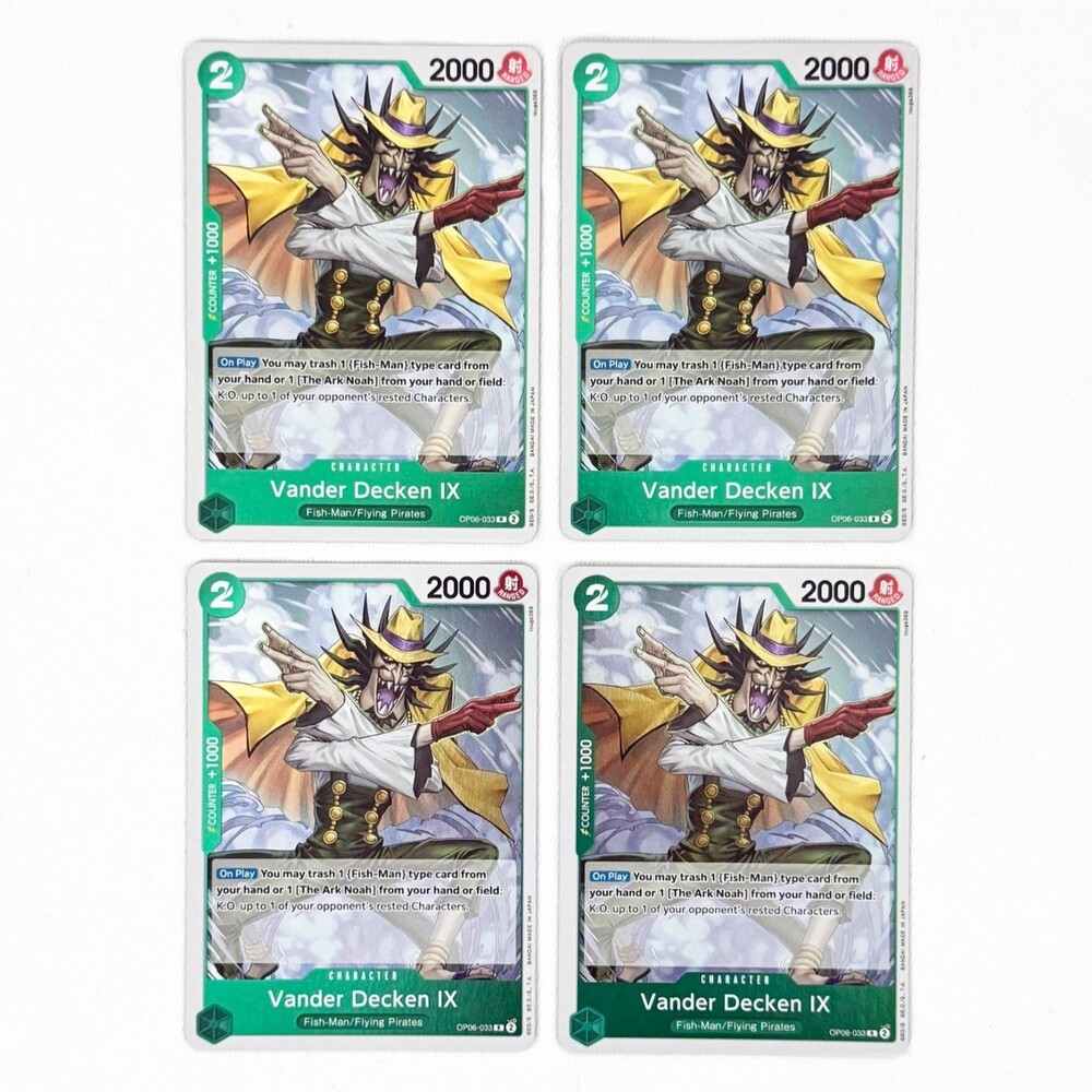 x4 Playset Vander Decken IX Rare OP06-033 Wings of the Captain One Piece Green